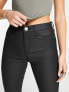 River Island Molly mid rise waxed coated skinny jeans in black