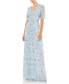 ფოტო #7 პროდუქტის Women's Embellished V Neck Empire Waist Ruffle Hem Gown