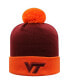 ფოტო #1 პროდუქტის Men's Maroon and Orange Virginia Tech Hokies Core 2-Tone Cuffed Knit Hat with Pom