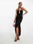Фото #1 товара ASOS DESIGN minimal v wire twist back midi dress in black