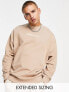 Фото #1 товара ASOS Dark Future oversized sweatshirt with front and back logos prints in taupe