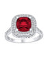 Фото #1 товара Large Fashion Solitaire AAA Cubic Zirconia Pave CZ Cushion Cut Simulated Ruby Red Cocktail Statement Ring For Women