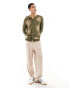 ASOS DESIGN knitted cardigan in khaki with sun embroidery