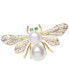 Cultured Freshwater Pearl (8 & 9mm) & Cubic Zirconia Bee Pin in Sterling Silver & 18k Gold-Plate over Silver