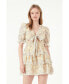 ფოტო #3 პროდუქტის Women's Embroidered Chiffon Tiered Front Bow Tie Mini Dress