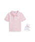 Baby Boys or Girls Cotton Mesh Polo Shirt and Bear Gift Box Set