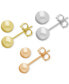And Now This Tri-Tone 3-Pc. Set Ball Stud Silver Plate Earrings