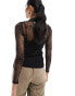 Vila lace high neck top in black lace