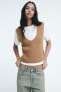 Contrast chunky knit t-shirt