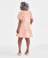 Фото #2 товара Plus Size Printed Split-Neck Flutter-Sleeve Swing Dress, Created for Macy's