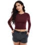 Фото #1 товара Stradivarius STR sculpt long sleeve t-shirt in burgundy