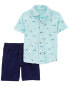 Baby 2-Piece Fish Button-Front Shirt & Short Set 12M