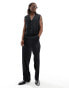 ASOS design cropped boxy suit waistcoat in black suedette