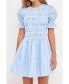 Фото #1 товара Women's Gingham Smocked Mini Dress