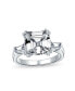 Фото #1 товара Кольцо Bling Jewelry 5CT Side Stones Baguette Solitaire Square Asscher Cut