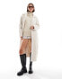 Brave Soul boucle formal belted coat in cream