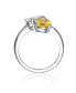 Sterling Silver Rhodium Plated Clear and Yellow Cubic Zirconia Bypass Ring