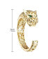 ფოტო #2 პროდუქტის Luxurious 14k Gold Plated Sterling Silver Jaguar Open Cuff Bangle Bracelet with Emerald Cubic Zirconia