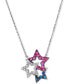 Фото #1 товара Multi-Gemstone (1/4 ct. t.w.) & Vanilla Diamond (1/10 ct. t.w.) Triple Star 18" Pendant Necklace in 14k White Gold