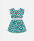 ფოტო #1 პროდუქტის Girl Striped Elastic Waist Viscose Dress Turquoise Printed - Toddler|Child
