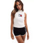 Фото #1 товара Tommy Jeans flag sleeveless knitted top in white