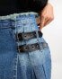 Фото #3 товара Tammy Girl mid rise distressed denim mini skirt with buckle details