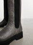 Monki knee high boot in dark grey distressed