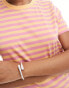 Фото #4 товара Pieces t-shirt in bold candy stripe pink and orange