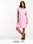 Фото #1 товара Pieces Petite linen v-neck mini dress in pink