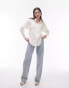 Topshop textured panel shirt in ivory 32 - фото #6