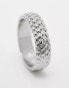 Фото #4 товара ASOS DESIGN band ring with embossed design in silver tone