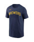 Фото #2 товара Men's Navy Milwaukee Brewers Team Wordmark T-shirt