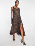 Фото #1 товара ASOS DESIGN devore midi slip dress in animal print