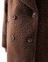 Фото #3 товара Monki brushed fur double breasted coat in brown