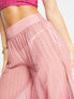 Фото #3 товара River Island sequin ombre fringed plazzo beach trouser in bright pink