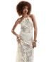 Amy Lynn halterneck floral crochet maxi dress in cream