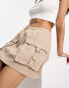 Фото #2 товара Miss Selfridge cargo pocket detail mini skirt in stone