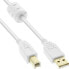 Фото #2 товара InLine USB 2.0 Cable Type A male / B male - gold plated - w/ferrite - white - 3m