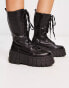 ASOS DESIGN – Athens 3 – Hohe chunky Schnürstiefel in Schwarz, weite Passform