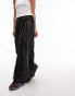 Фото #1 товара Topshop Tie Front Circle Satin skirt in black