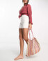 Accessorize vertical stripe tote bag in pink