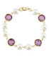 ფოტო #1 პროდუქტის Gold-Tone Imitation Pearl with Purple Channels Link Bracelet