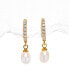 ფოტო #3 პროდუქტის Crystal Freshwater Pearl Seaside Dangle Hoops