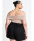 Фото #2 товара Plus Size Fold Over Off The Shoulder Top - 22/24, Black Onyx
