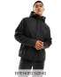 ASOS DESIGN rubberised rain jacket with borg lining in black