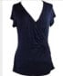 INC International Concepts Women's Ruched Surplice Blouse Dark Navy S