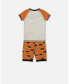 ფოტო #1 პროდუქტის Boy Organic Cotton Two Piece Short Pajama Set Caramel Printed Rhinoceros - Toddler|Child