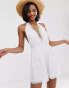 Фото #1 товара ASOS DESIGN halter neck playsuit with lace trim