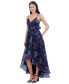 ფოტო #5 პროდუქტის Women's Floral Print Sleeveless High-Low Gown