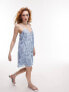 Фото #7 товара Topshop embroidered swing mini dress in blue